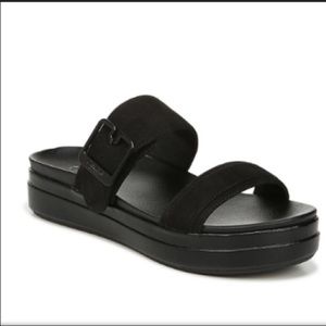 Dr. Scholl's ORIGINAL COLLECTION Black Leather Platform Slide Slip Sandals!